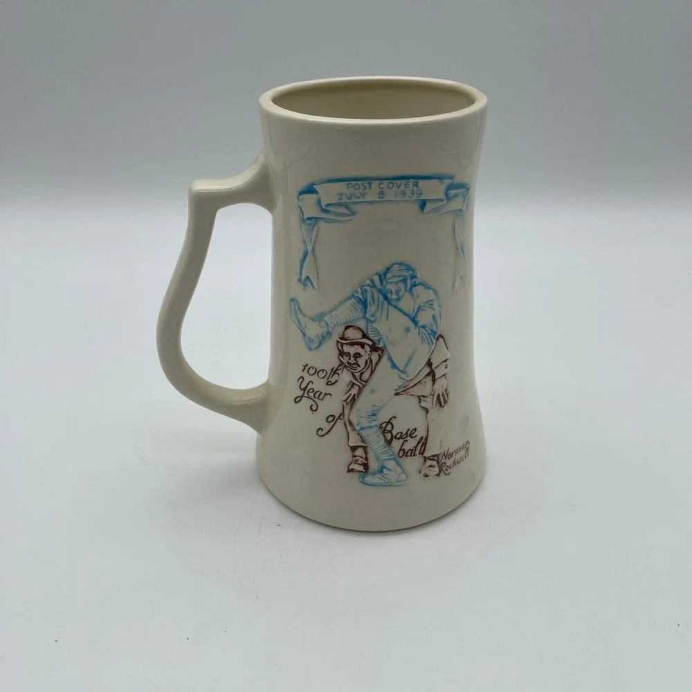 SEPCO Norman Rockwell 100th‎ Year of Baseball Ceramic Stein 1988 Vintage Mug